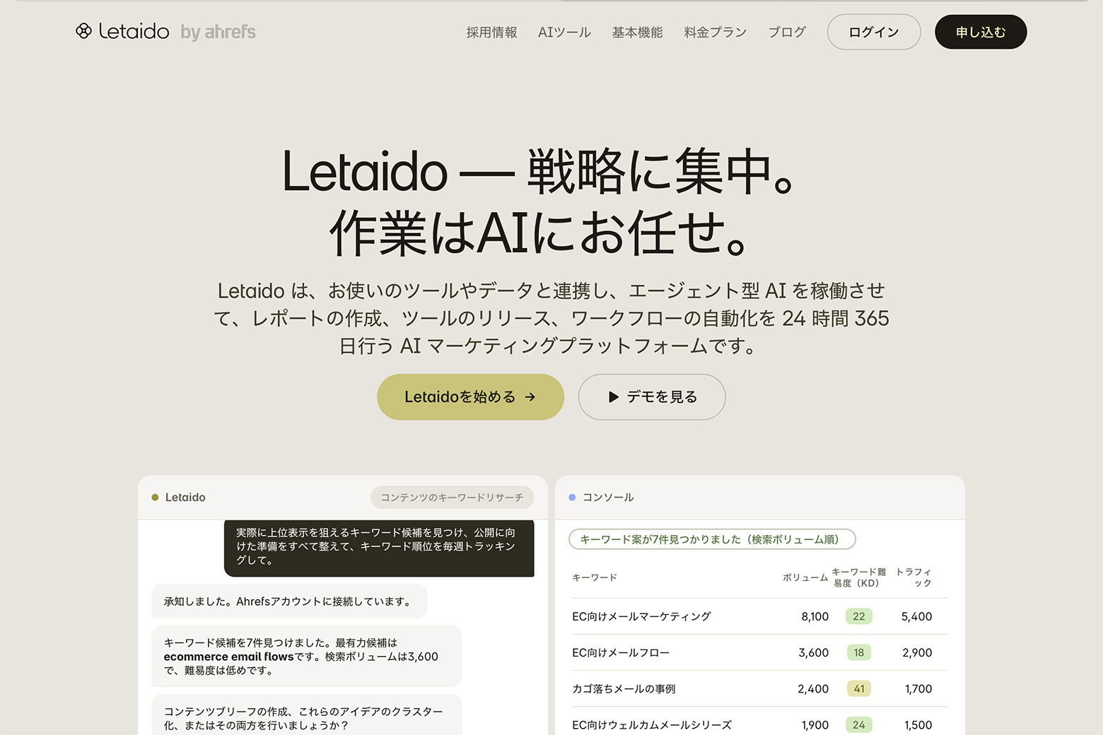 レポートやダッシュボードを作成できるAIワークスペース「Letaido」