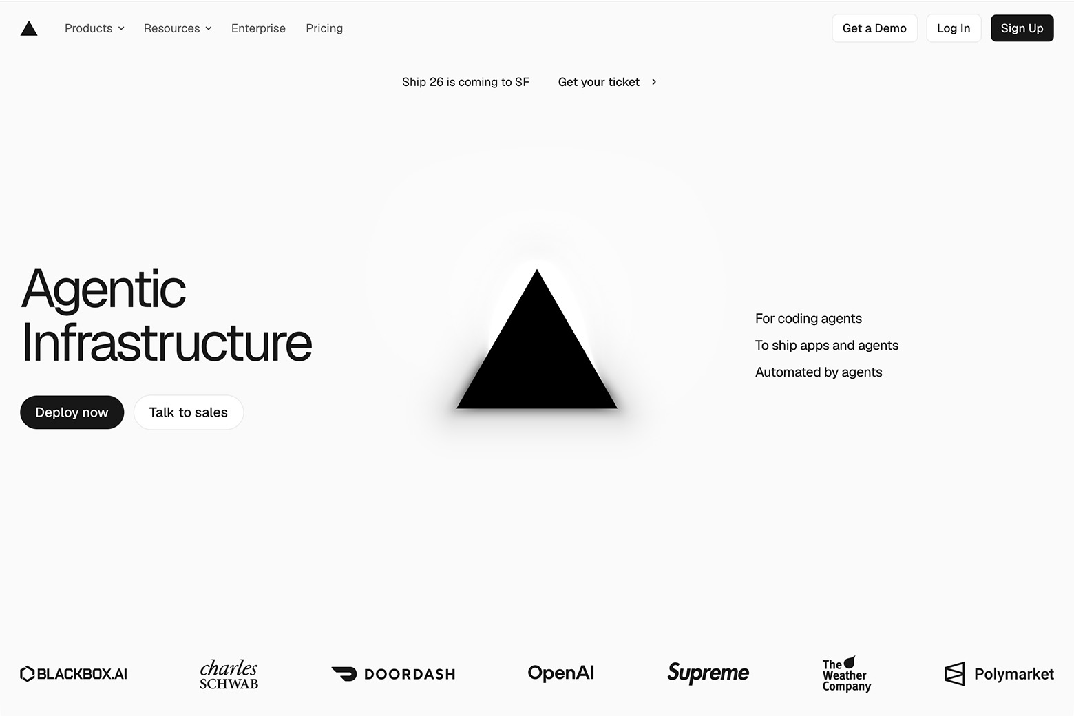 VercelのWebサイトのトップページ